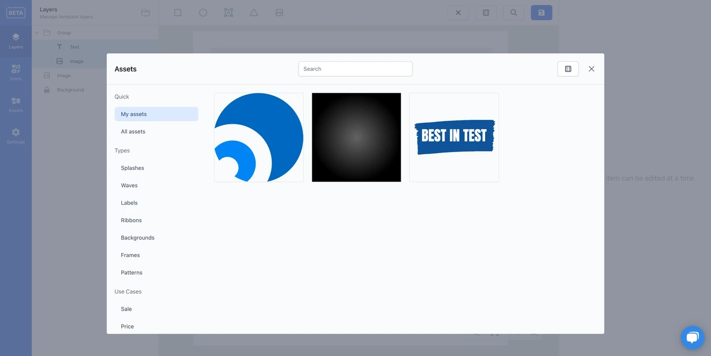 Showing My assets in the editor