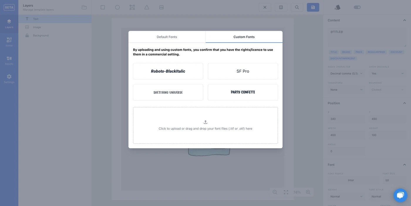 Showing custom fonts in the editor